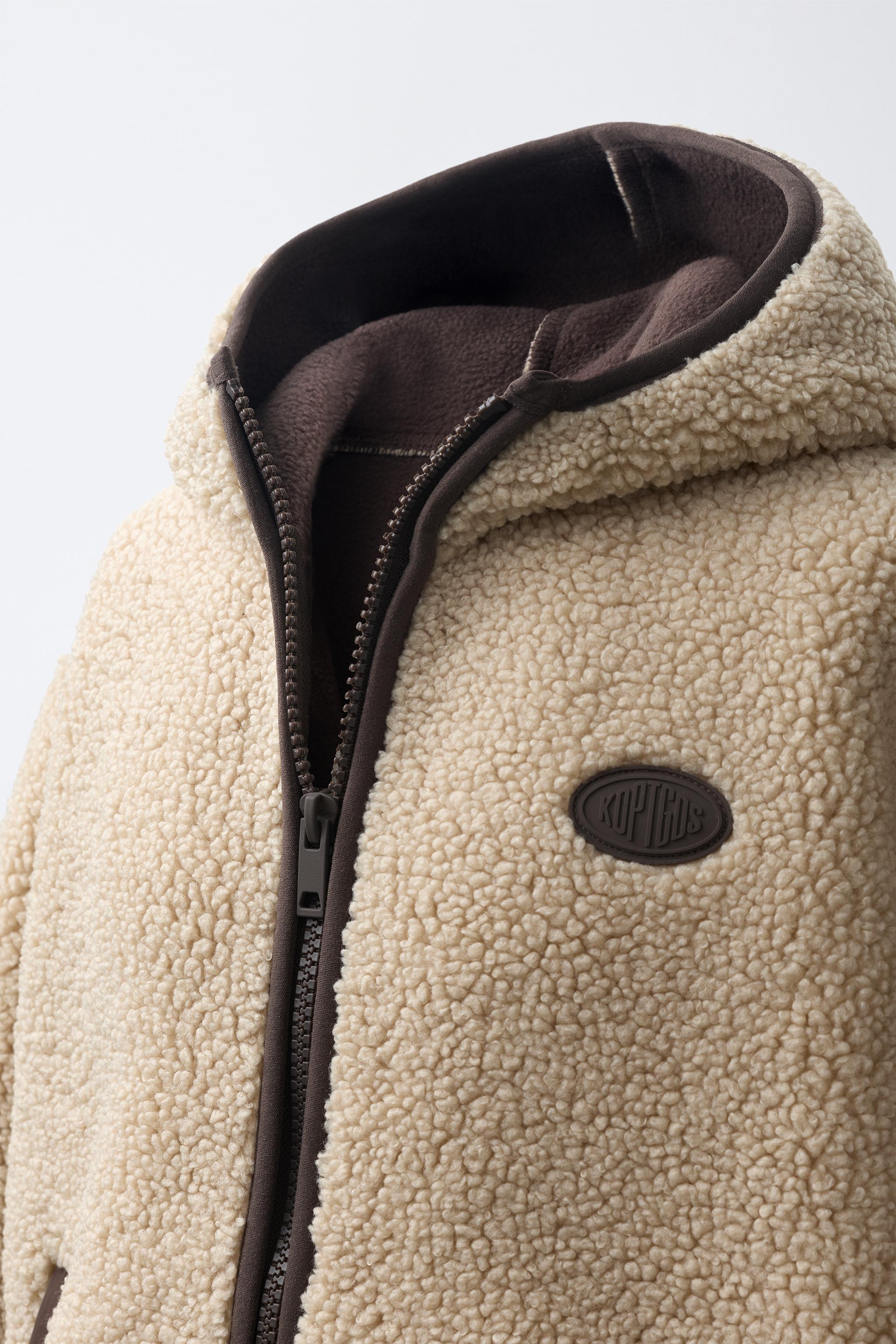 HOODED FAUX SHEARLING JACKET